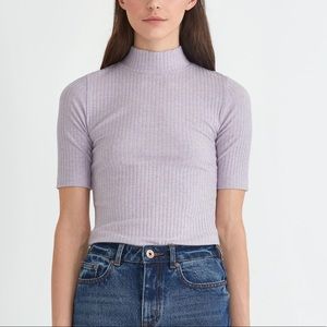 Mock-Neck Ribbed Frank & Oak Tee | L